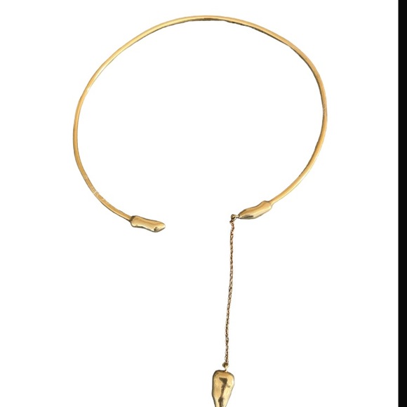 Jewelry - Brass Choker with Pebble Drop